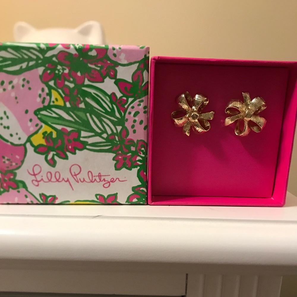 Lilly Pulitzer gold bow earrings